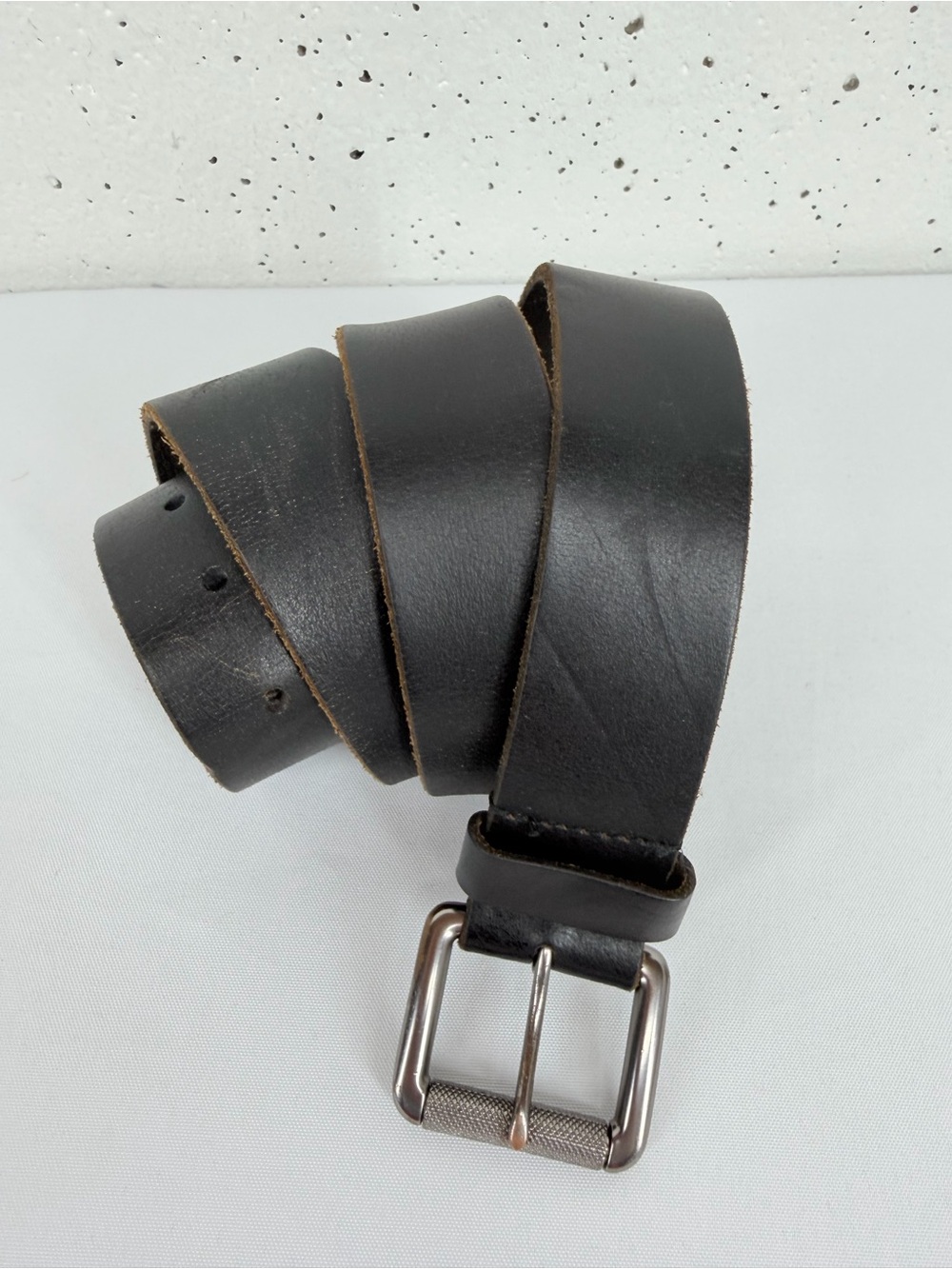 Superdry Men’s Large Match Striker Black Buffalo Leather Belt